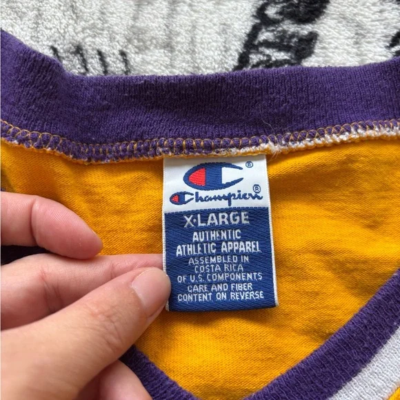 VINTAGE LOS ANGELES LAKERS NBA BASKETBALL PLAYER ISSUE CHAMPION AUTHENTIC